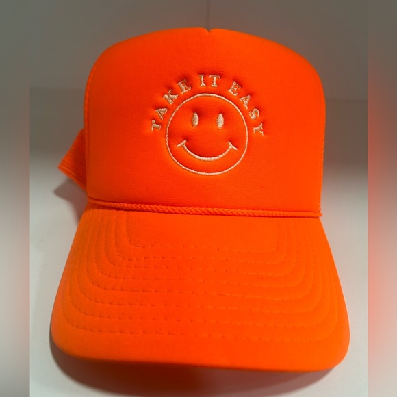 NEON ORANGE TRUCKER HAT. Beautiful way to save a bad hair day. - Picture 3 of 5